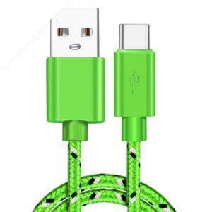 Cable USB tipo C de nylon trenzado en color verde de 1m